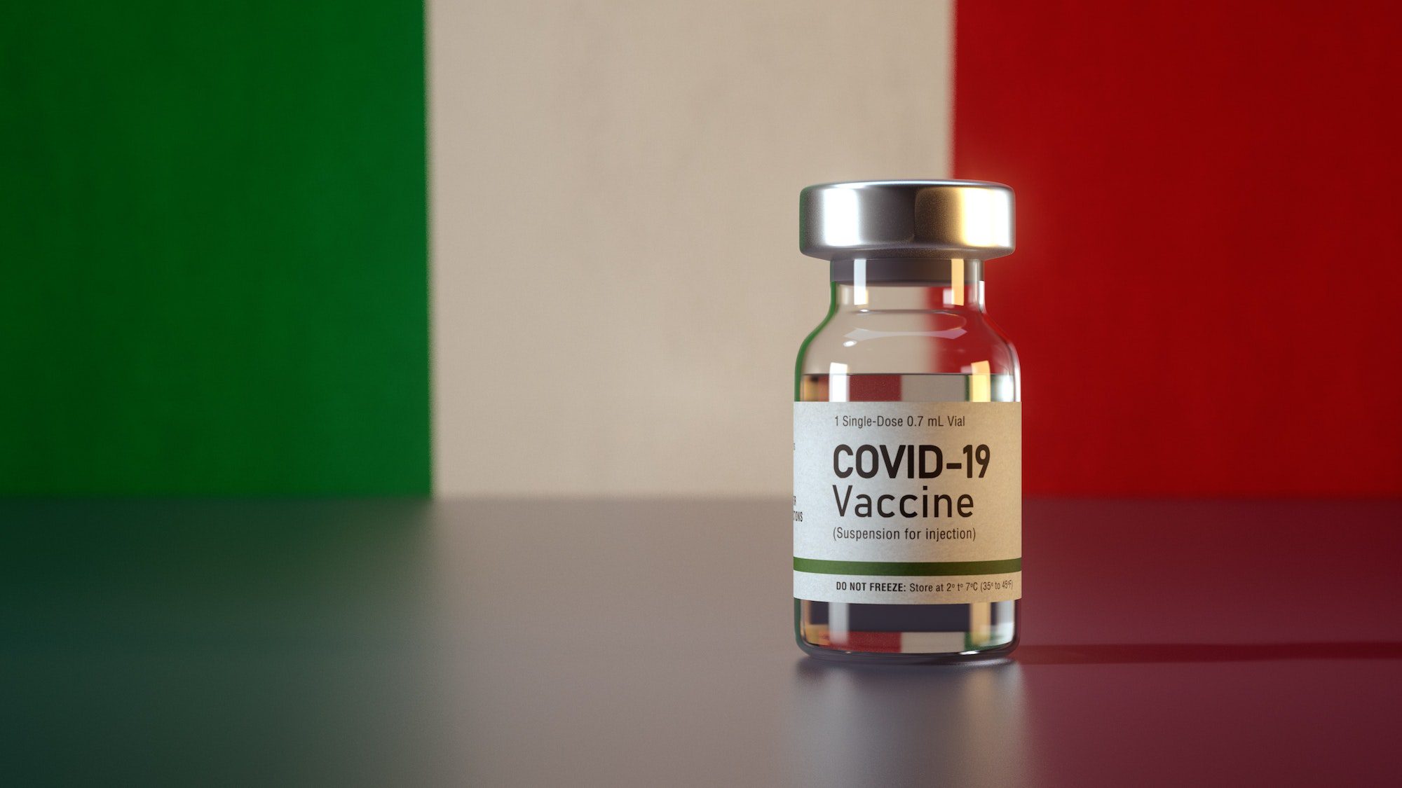 Corona Vaccine / Covid Vaccine Ampule / Vaccination in Italy Flag